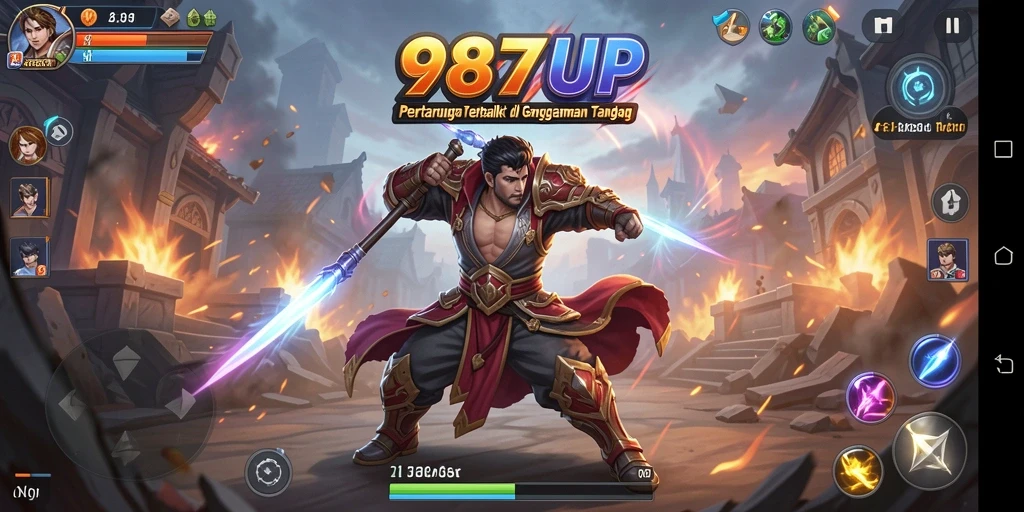 Tangkapan layar gameplay intens 987UP dengan aksi bertarung yang menakjubkan.