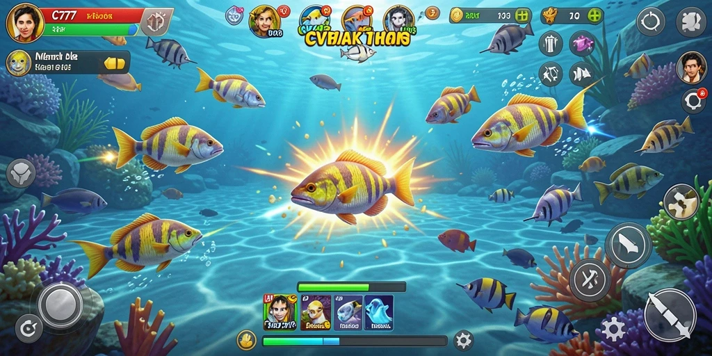 Tampilan gameplay menarik dari CV777 yang penuh aksi menembak ikan.