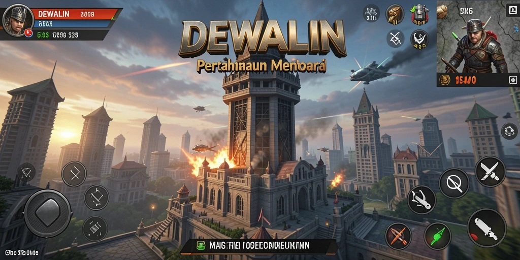 Tampilan gameplay DEWALIN dengan menara yang siap menghalau musuh.