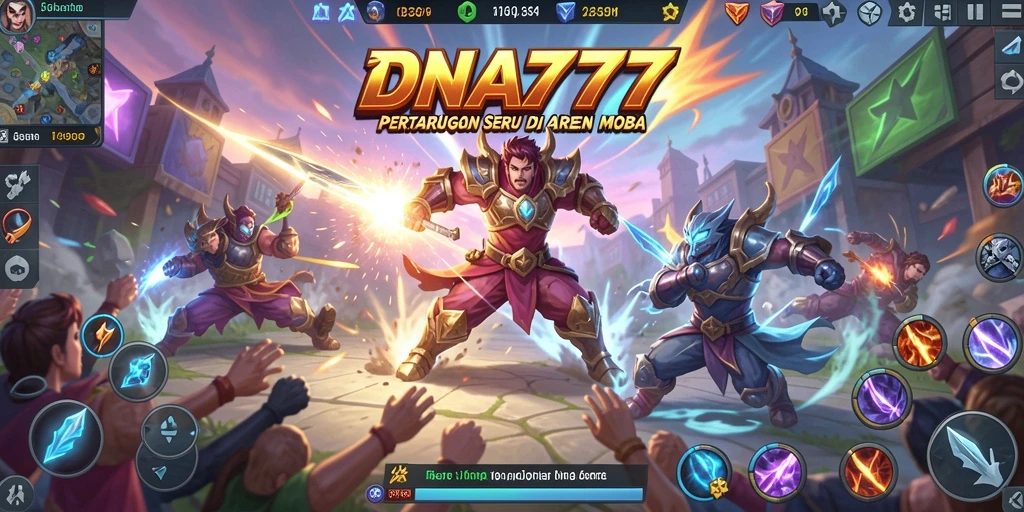 Tampilan gameplay seru dari DNA777 di arena MOBA.
