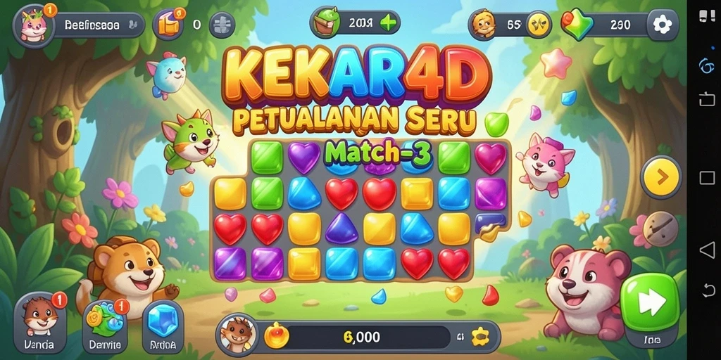 Tampilan gameplay KEKAR4D yang penuh warna dan dinamis.