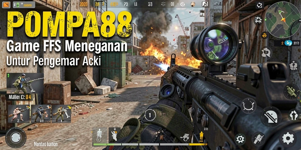 Screenshot POMPA88 menampilkan aksi tembak-menembak yang intens dalam lingkungan yang dinamis.