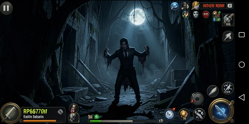 Tangkapan layar gameplay RP6677 yang menampilkan suasana Horror yang mencekam.