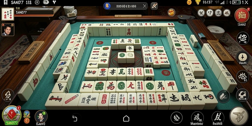 Screenshot utama SAND77 menampilkan permainan Mahjong yang seru.