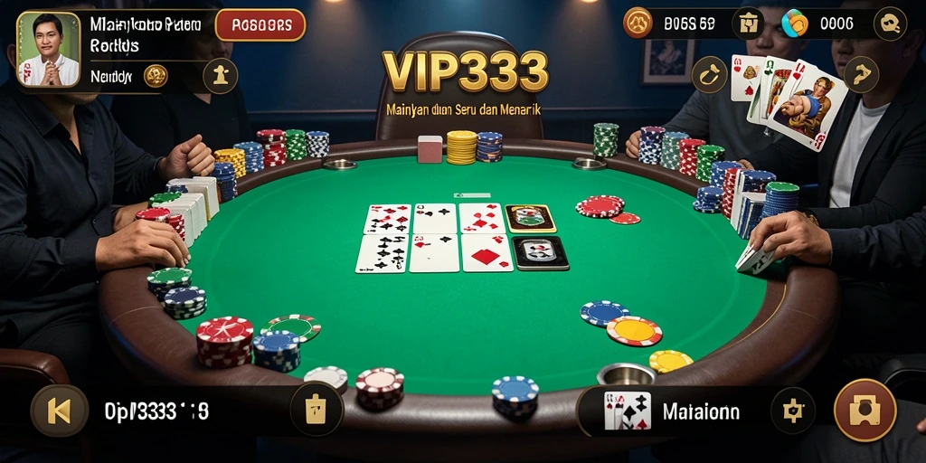 Screenshot menunjukkan gameplay seru dari VIP333 saat bermain poker.